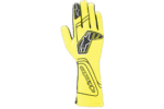 Yellow racing glove with black and white accents from Grand Prix Racewear, designed for motorsport safety and performance.