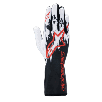 Alpinestars racing glove with black, white, and red design, ideal for motorsport safety and performance.