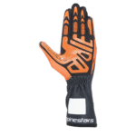 Orange and black racing glove from Grand Prix Racewear, designed for motorsport safety and performance.