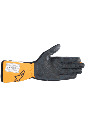 Close-up of a racing glove from Grand Prix Racewear, designed for motorsport safety and performance.