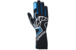 Black and blue racing glove from Grand Prix Racewear with protective padding and grip features.