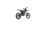 Electric mountain bike with full suspension, black frame, and knobby tires for off-road riding, ideal for mountain biking enthusiasts.