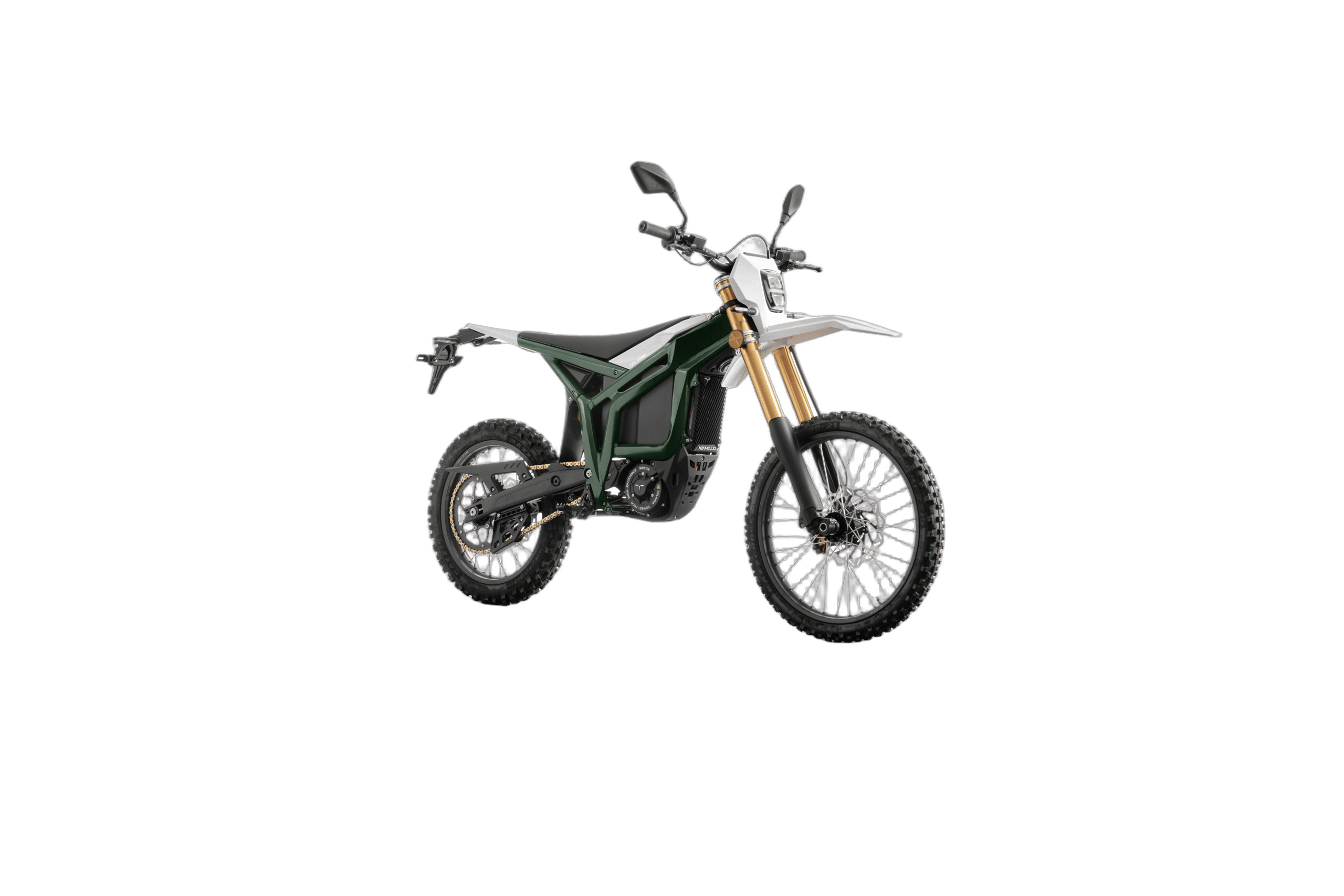 Electric dirt bike from Grand Prix Racewear with robust tyres, suspension, and sleek design for off-road racing and motocross enthusiasts.