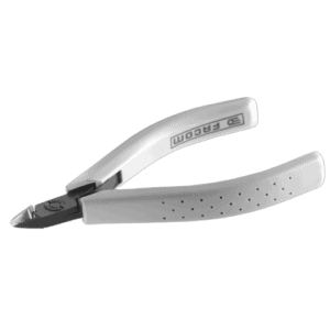 Facom Micro-Tech small mesh cutters with thin blades for precision cutting, featuring ergonomic white handles and a compact design.