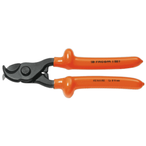 Facom VSE series insulated copper-alu cable cutter with orange handles and black cutting head for electrical work.