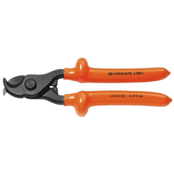 Facom VSE series insulated copper-alu cable cutter with orange handles and black cutting head for electrical work.