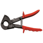 Facom ratchet cable cutters with red handles for electrical and cable work, featuring a robust design for cutting thick cables safely.