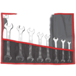 Set of Facom 44 metric open ring wrench sets with a storage pouch, featuring sizes from 8 to 24 millimetres, ideal for automotive and mechanical repairs.