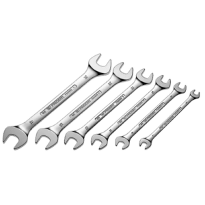Set of Facom 44 inch open ring wrench sets 44.JU6 in various sizes on a black background.