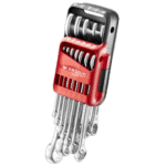 Facom 440 set of metric combination wrenches in portable case, ideal for automotive and mechanical repairs.