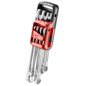 Facom 440 set of metric combination wrenches in a portable case, ideal for professional automotive and mechanical work.