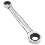 Facom straight ratchet ring wrench with 14mm and 19mm openings, made of durable metal for automotive and mechanical work.