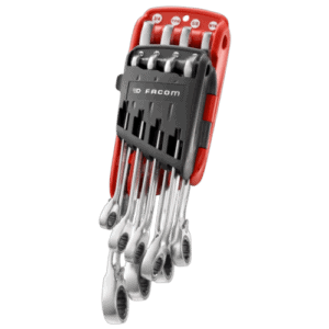 Facom 467B set of metric and inch combination wrenches in a portable case for professional use.