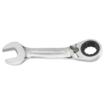 Silver combination spanner and ratchet wrench for motorcycle maintenance from Grand Prix Racewear.