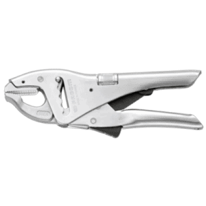 Close-up of a white racing car tyre gun used for quick tyre changes in motorsport events.