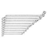 Set of Facom 55A metric offset-ring wrench sets arranged in size order on a black background.