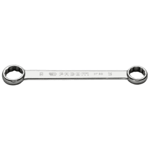 Facom 59 metric straight offset-ring wrench with dual hexagonal ends, made of polished chrome vanadium steel.
