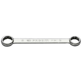 Facom 59 metric straight offset-ring wrench with dual hexagonal ends, made of polished chrome vanadium steel.