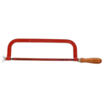Facom hacksaw with red frame and wooden handle, ideal for precise cutting tasks in workshops.