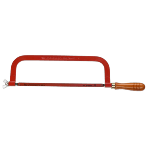 Facom hacksaw with red frame and wooden handle, ideal for precise cutting tasks in workshops.