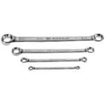 Set of four Facom straight ring wrenches with Torx profile, various sizes, made of polished chrome vanadium steel.