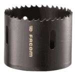 Facom variable pitch holesaw for precise cutting, featuring durable black construction and sharp teeth for efficient drilling.