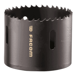 Facom variable pitch holesaw for precise cutting, featuring durable black construction and sharp teeth for efficient drilling.
