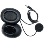 Wireless radio microphone compatible with full face helmets, ideal for racewear and communication during motorsport events.