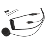 Radio helmet microphone kit for full face helmets with noise-cancelling microphone and connecting cables. Ideal for motorsport communication and racing safety.