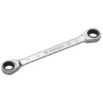 Facom metric straight ratchet ring wrench with 12mm to 19mm sizes, made of durable chrome vanadium steel.