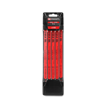 Facom hacksaw blades in a pack of 100, ideal for professional and DIY cutting tasks.