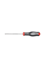 Screwdriver with a black and red handle and a metal shaft, ideal for precision work in racewear maintenance.