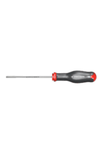 Precision screwdriver with red and black handle, ideal for electronics and detailed repairs.