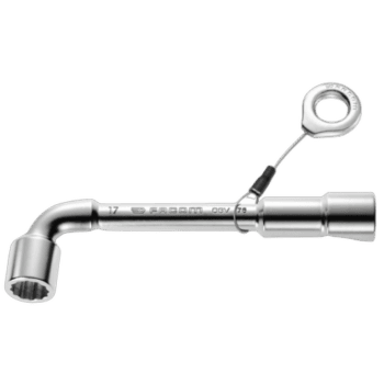 Facom 76.SLS forged metric and inch-size 12 x 6 point angled open-socket wrench for professional use.
