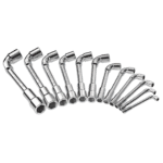 Set of metric angled socket wrench sets 76.JE16 in various sizes, made of polished chrome steel.