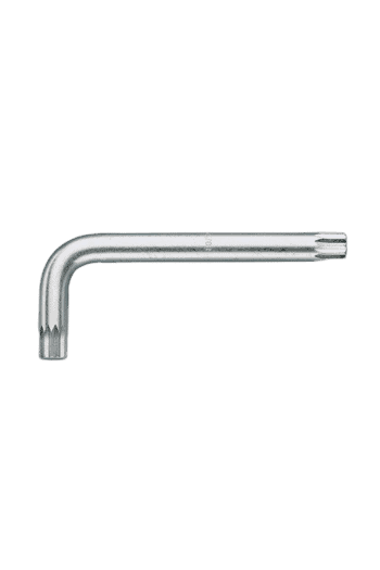 Close-up of a Facom short metric L-shaped hex key in silver finish, ideal for automotive and mechanical repairs.