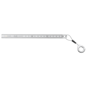 Facom 803.SLS stainless steel rule with dual-sided measurement markings and a loop for easy handling, ideal for precise measurements in professional settings.