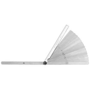 Facom metric feeler gauges 804.L set with multiple blades fanned out on a black background.