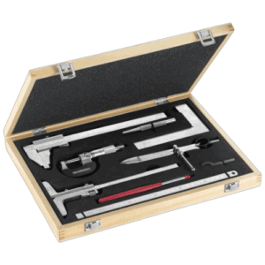 Facom metrology control case with 8 precision tools for accurate measurements and calibration.