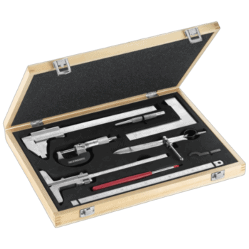 Facom metrology control case with 8 precision tools for accurate measurements and calibration.