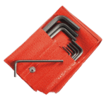 Set of hexagon keys in a red roll, ideal for precision mechanical work and tool storage.