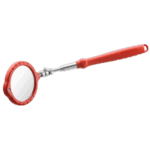 Facom 834B.RTI telescopic mirror with red handle and round reflective surface for automotive and mechanical inspections.