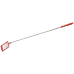 Telescopic mirror with red handle for automotive or racing use, extendable for better visibility.