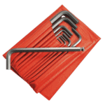 Set of hexagon keys in a red roll, ideal for precision mechanical work and repairs.