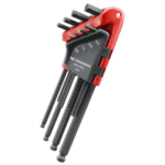 Facom set of hexagon keys in a red and black wallet with sizes marked on each key for precise tightening and loosening.