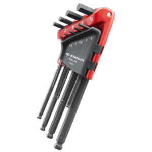 Facom set of hexagon keys in a red and black wallet, featuring sizes from 1.5mm to 10mm, ideal for precision mechanical work.