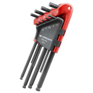 Facom set of hexagon keys in a red and black wallet with sizes from 1.5mm to 8mm, ideal for precision mechanical work.
