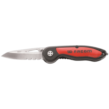 Facom multipurpose knife 840.Fpb with serrated blade and ergonomic handle for versatile use.