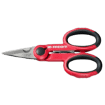 Facom sheathed electricians scissors 841A.4 with titanium-coated blades and ergonomic handles for precise cutting.