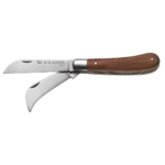 Facom knife with wooden handle and curved blade, ideal for precise cutting tasks.